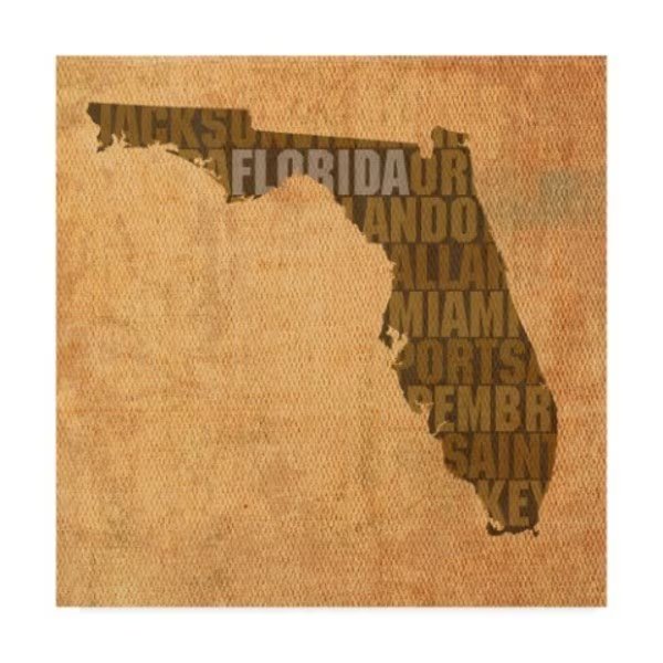 Red Atlas Designs 'Florida State Words' Canvas Art, 18x18, Trademark Fine Art, Mfr#: ALI40716-C1818GG